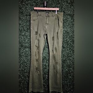 Distressed Olive Green Jeans